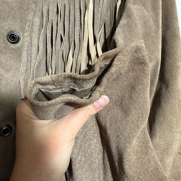 Alfani Vtg Women’s Fringe Leather Suede Jacket Size L Western Boho Festival - Picture 6 of 9